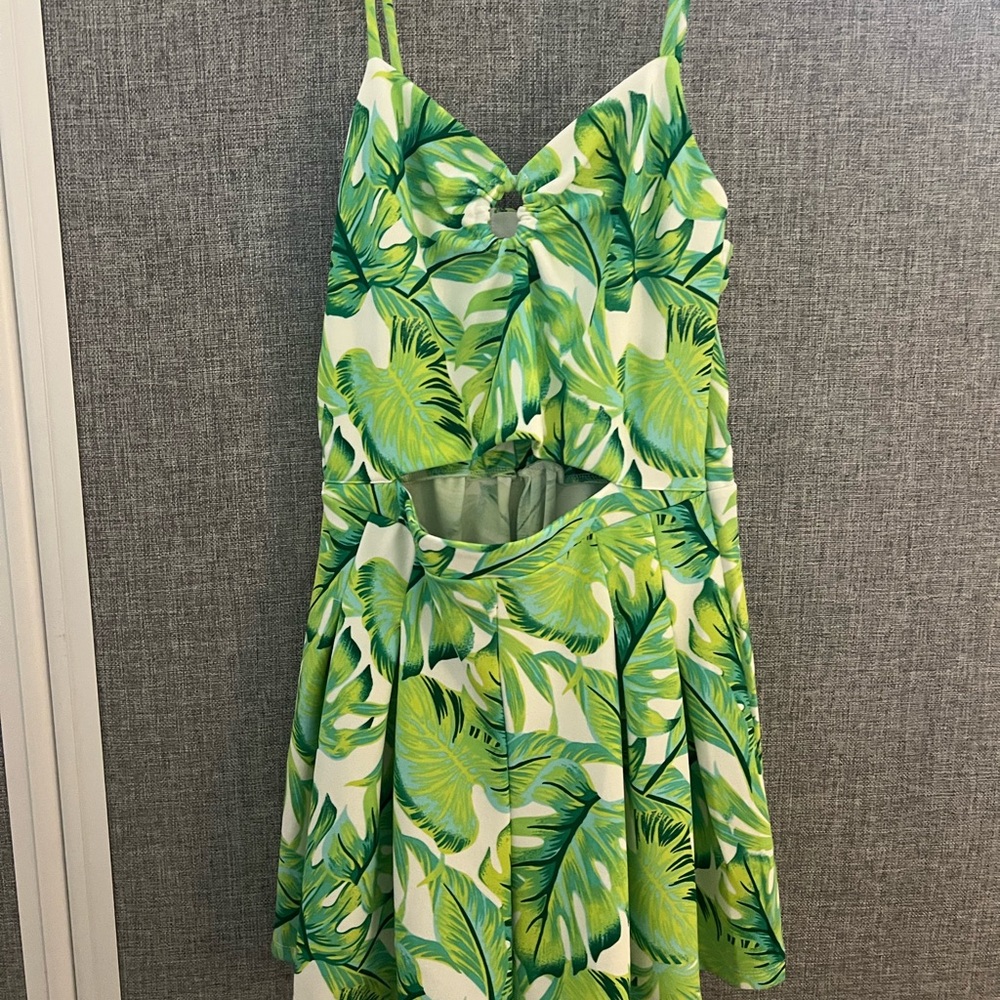 Tropical Leaf Print Romper